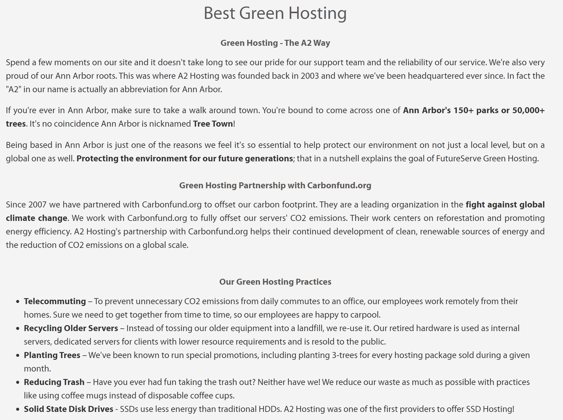 A2 Hosting green hosting