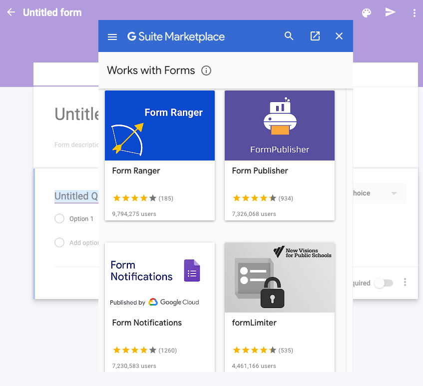 Google Formlar ekran görüntüsü - G Suite Marketplace