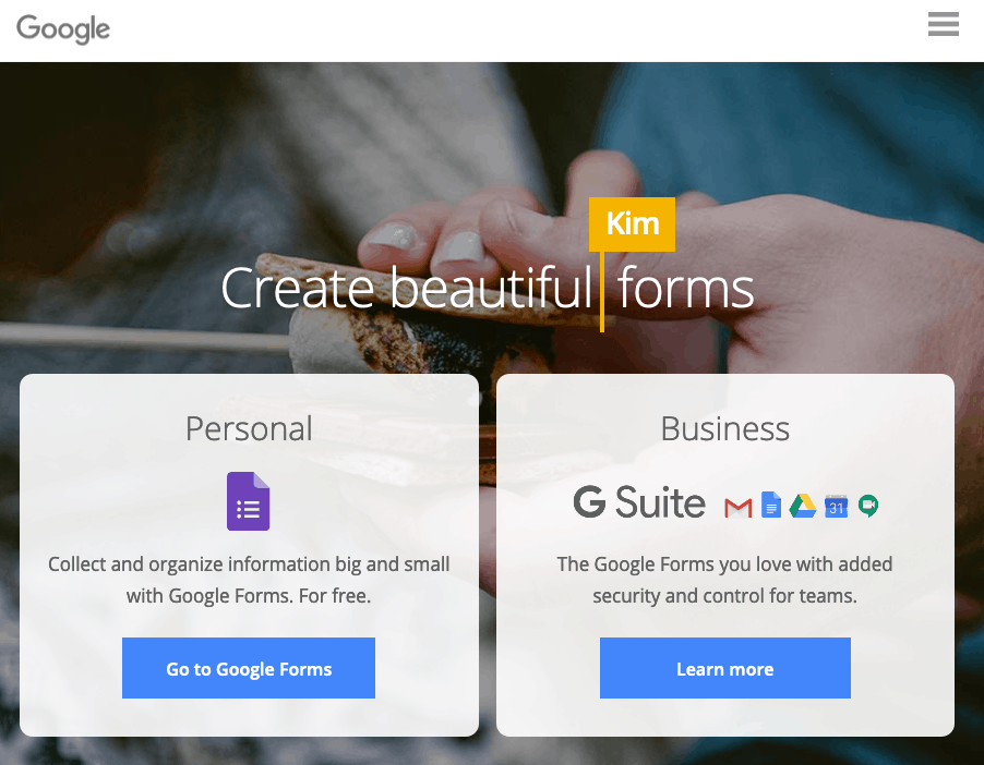 Google Formlar ekran görüntüsü - Ana Sayfa