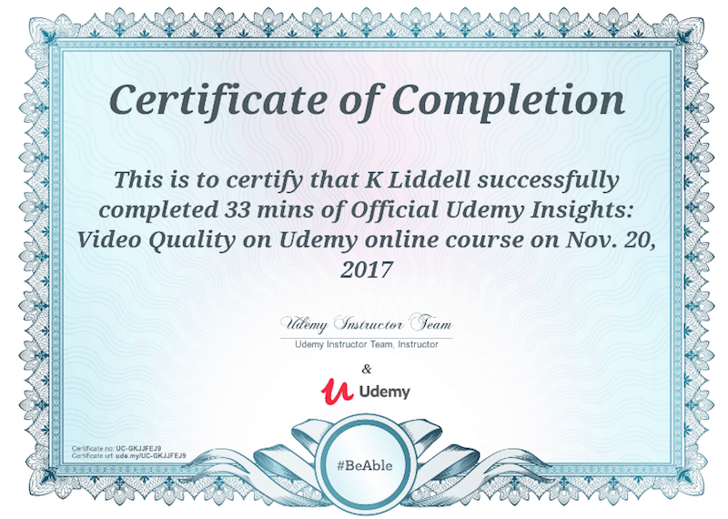 certificado del curso udemy
