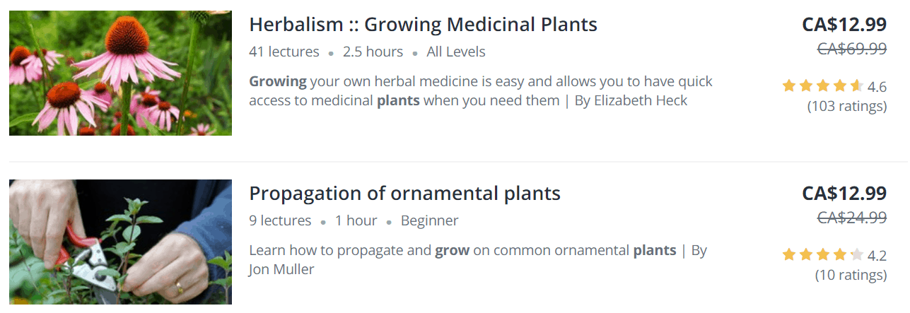 cursos de udemy sobre plantas